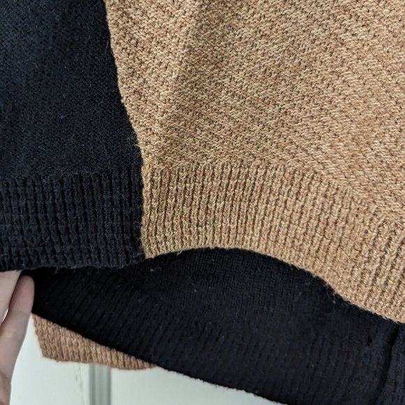 Madewell Colorblock Sweater with Zip-back Tan and Black Size L - Picture 8 of 15